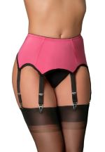 Nylon Dreams roze met zwart jarretelgordel